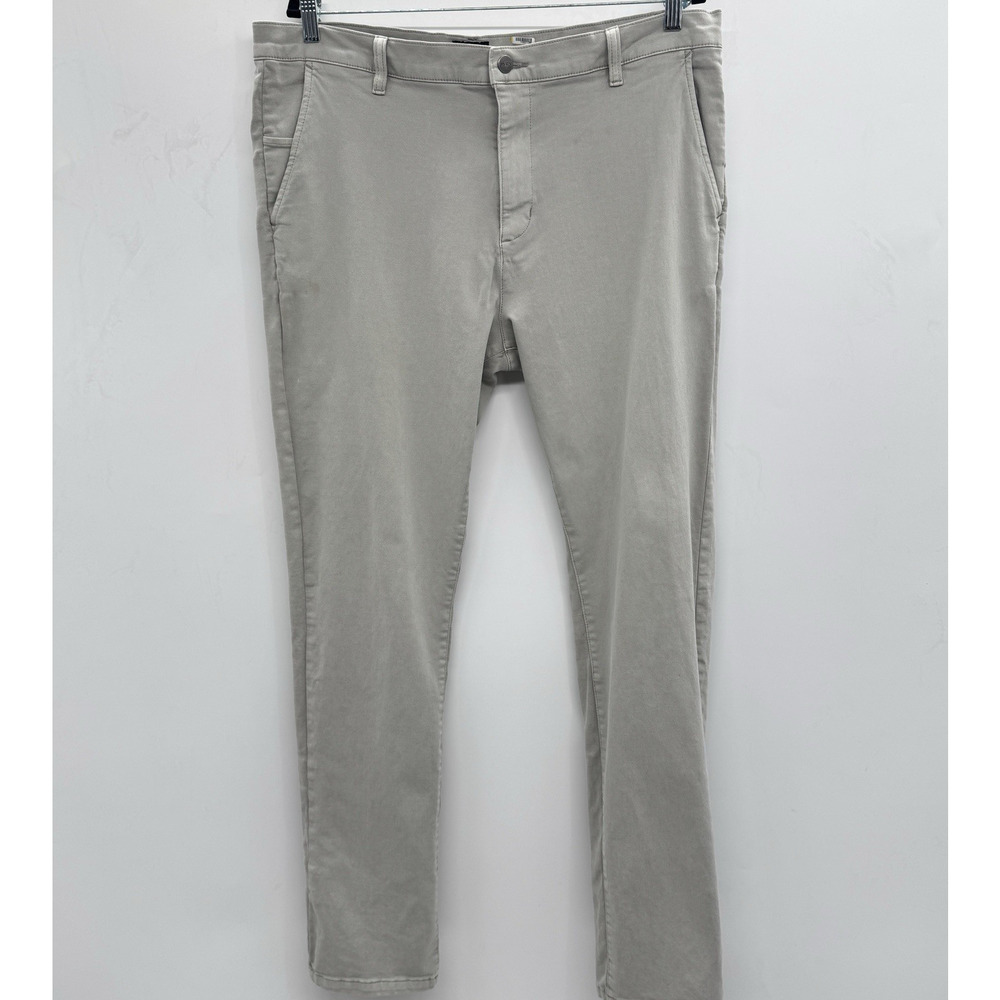 RVCA Men's Daggers Chino Pants Sz 38x33 Gray Stretch Soft Slim Fit Slash Pockets